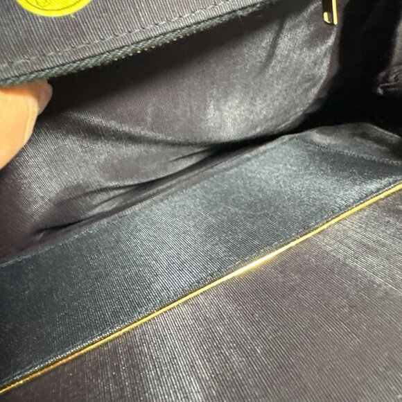 Vintage Garay Made In USA Carpet Satchel Handbag Dual Handles & Brass Accents - Picture 9 of 12